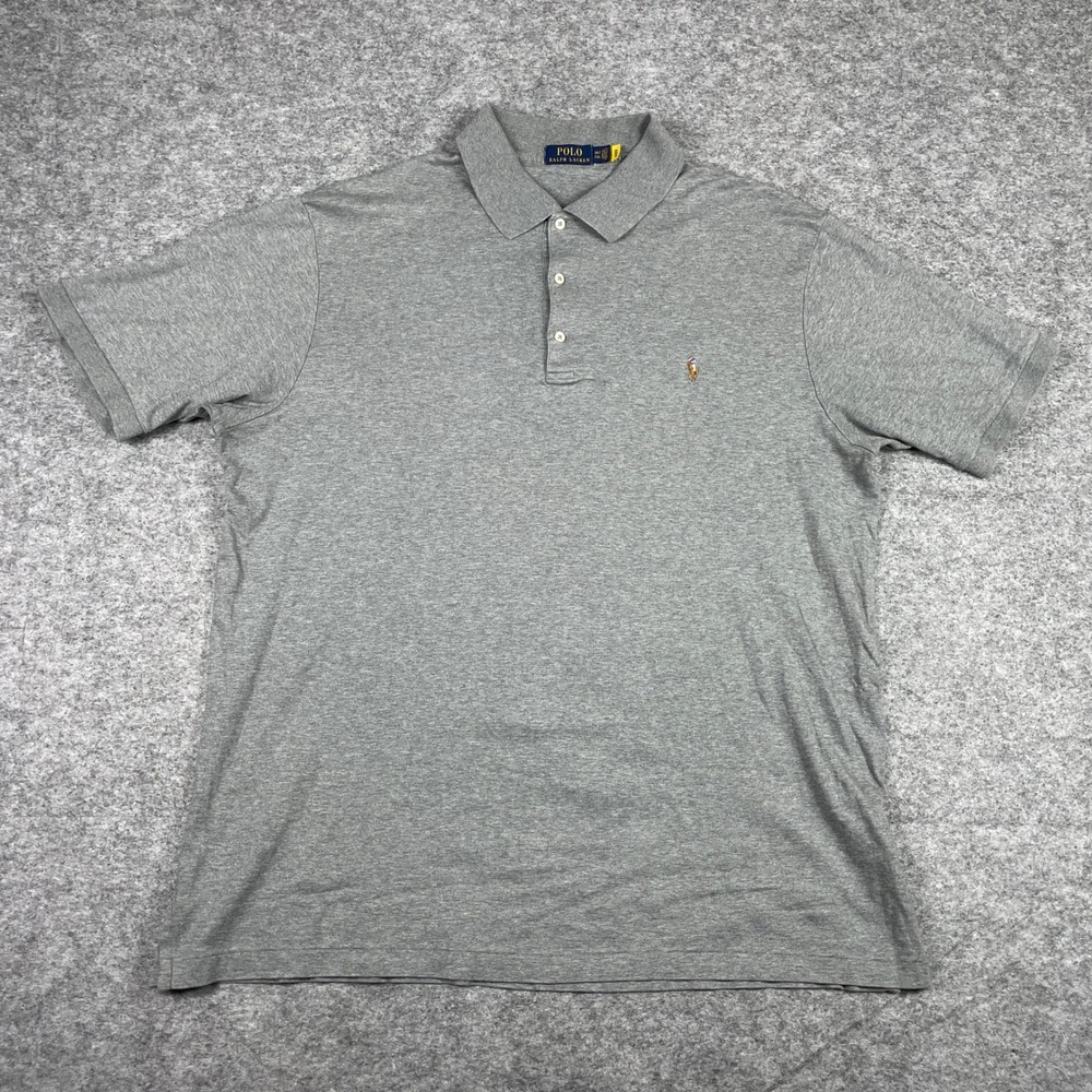 Polo Ralph Lauren Polo Shirt Mens 2XLT Grey Short Sleeve Cotton Tall Color Pony